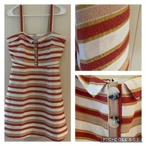 🍊 Striped orange & gold a-line dress